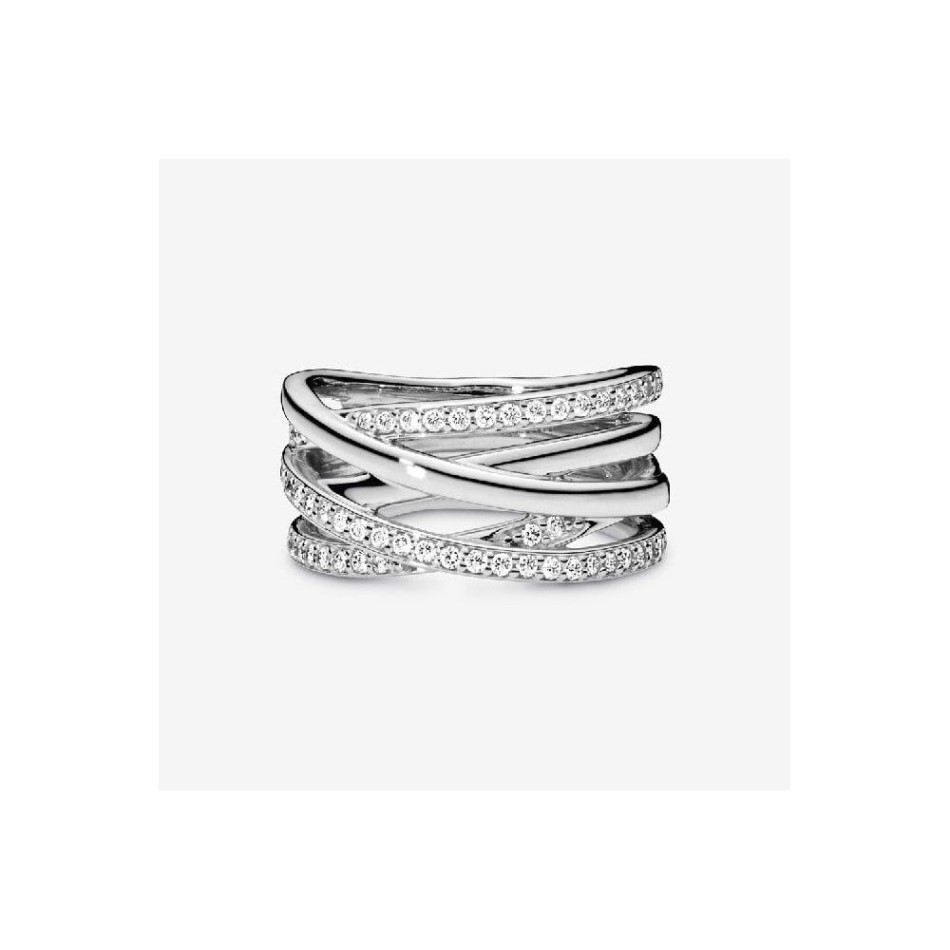 Sparkling & Pandora NZ Brand Polished Lines Ring