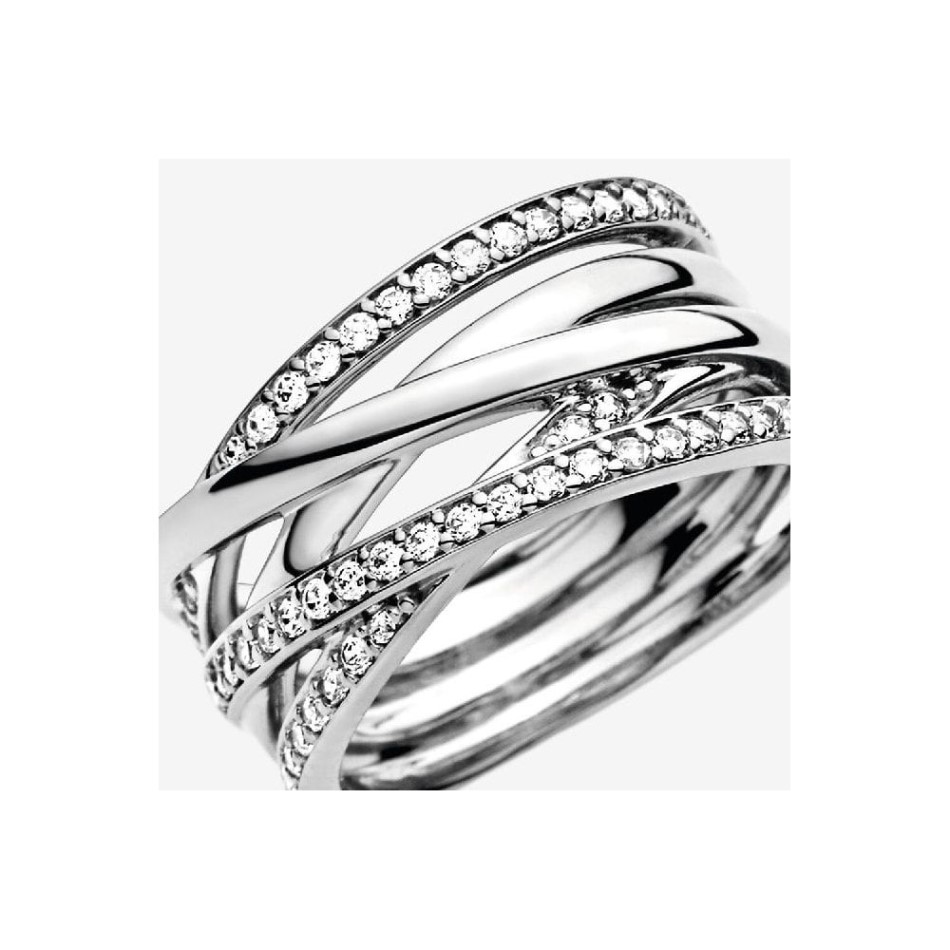 Sparkling & Pandora NZ Brand Polished Lines Ring