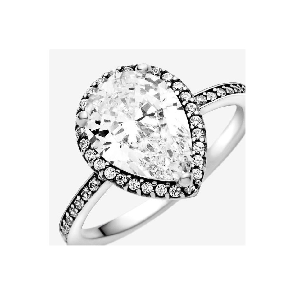 Sparkling Pandora NZ Teardrop Halo Ring