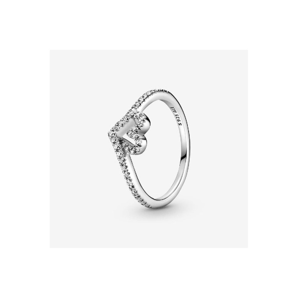 Sparkling Pandora NZ Wishbone Heart Ring