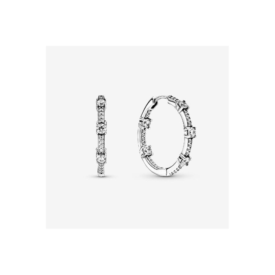 Sparkling Pave Bars Hoop Earrings Pandora NZ