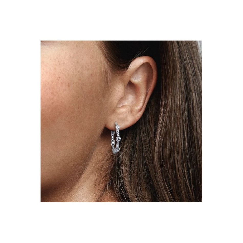 Sparkling Pave Bars Hoop Earrings Pandora NZ