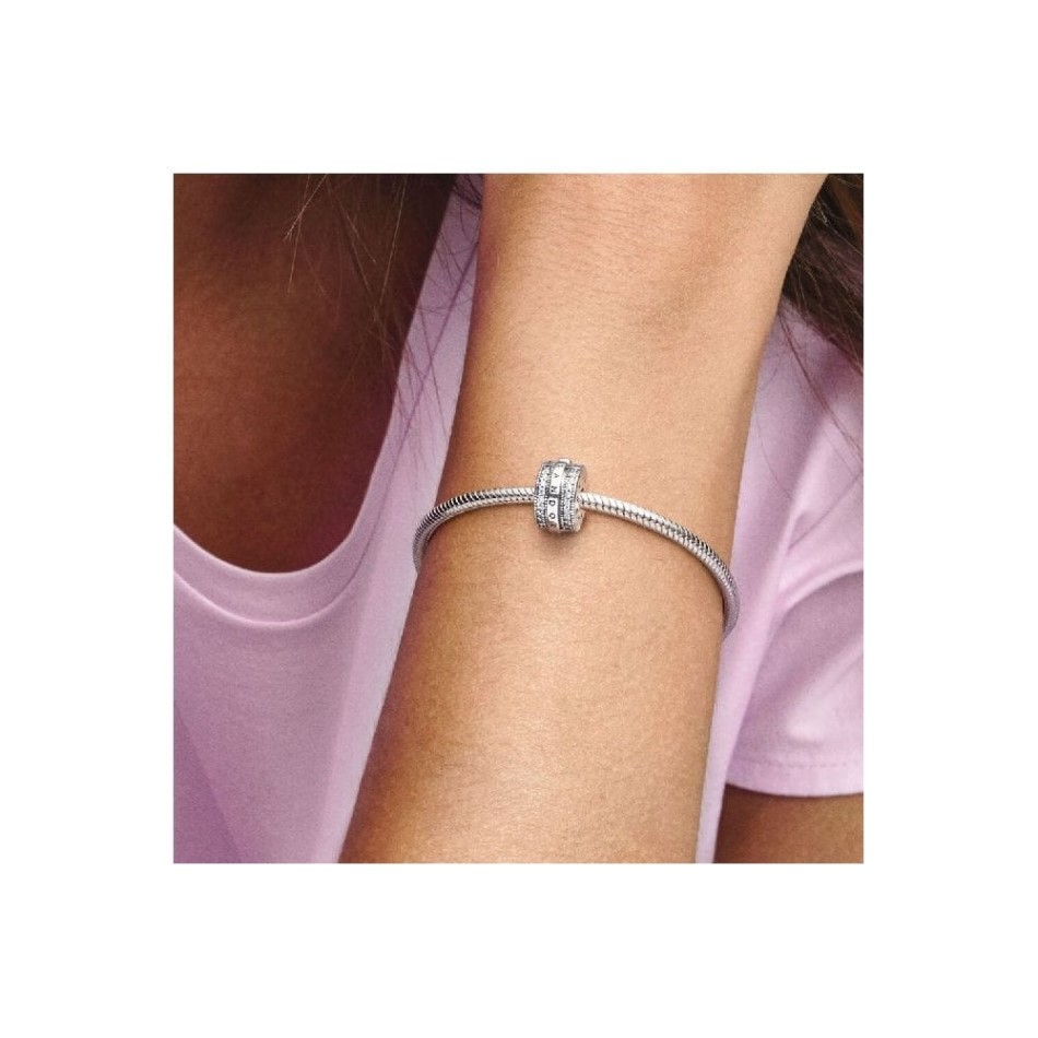 Sparkling Pave Lines & Logo Clip Charms Pandora NZ