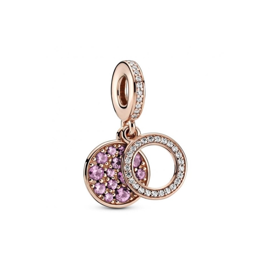 Sparkling Pink Disc Double Dangle Charms Pandora NZ