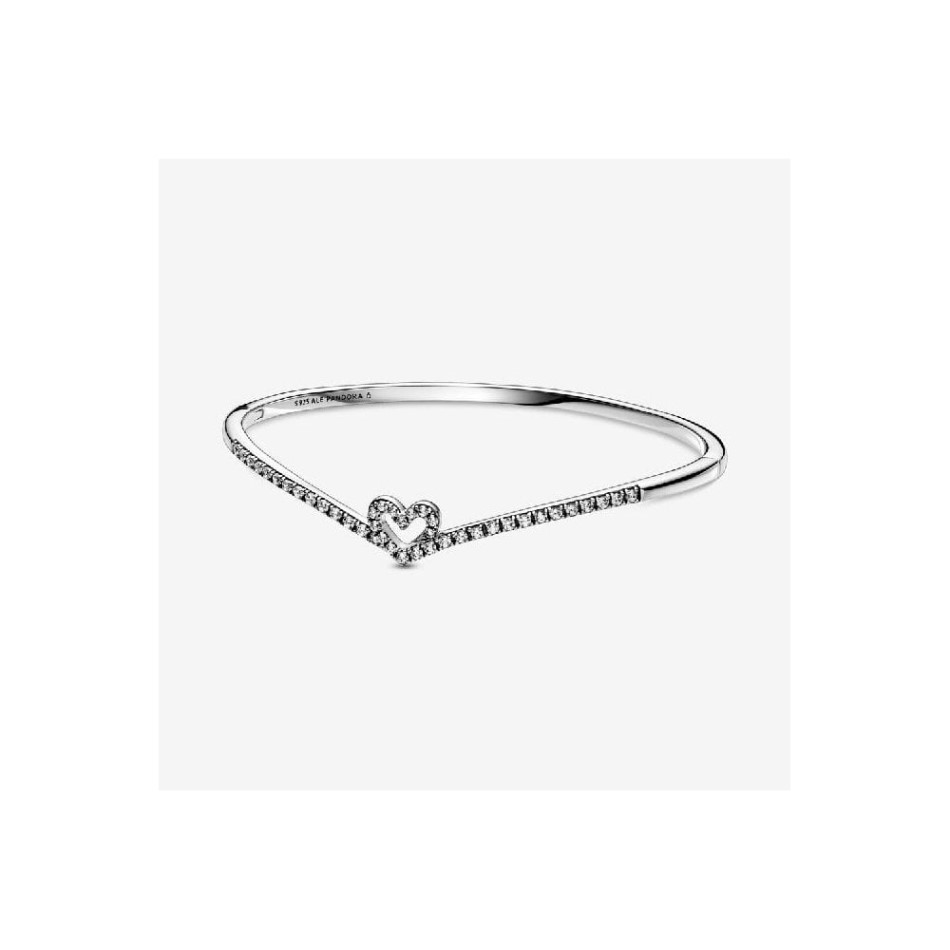 Sparkling Wishbone Heart Bangle Pandora NZ