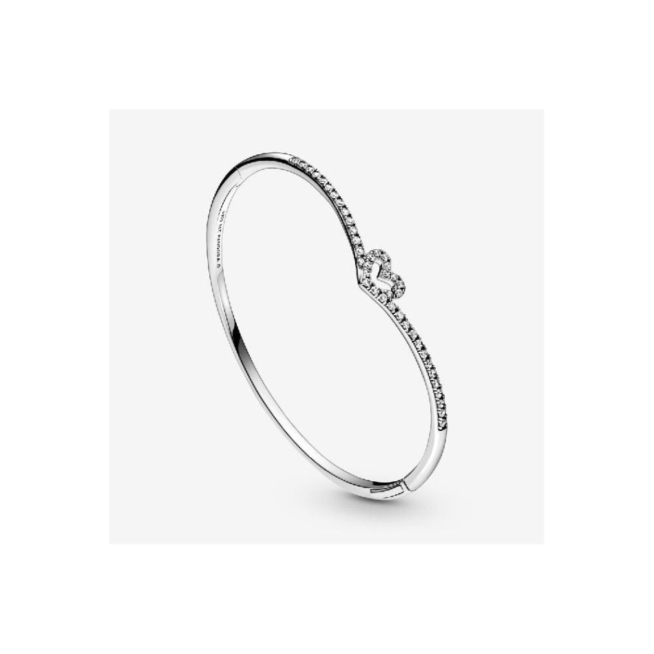 Sparkling Wishbone Heart Bangle Pandora NZ