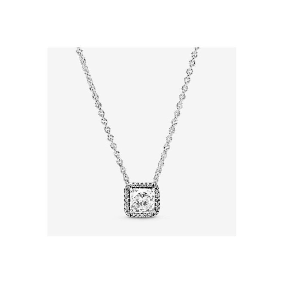 Square Sparkle Halo Necklace Pandora NZ