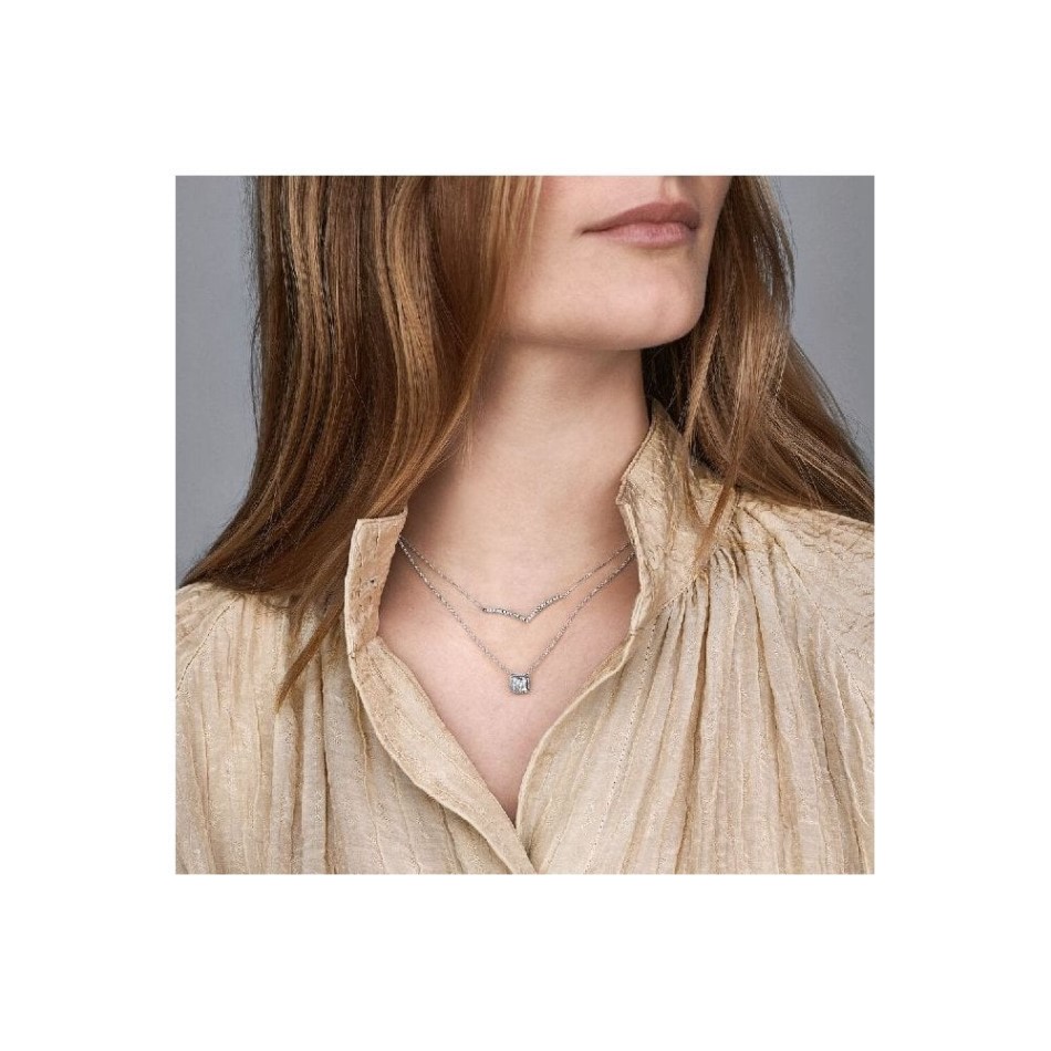 Square Sparkle Halo Necklace Pandora NZ