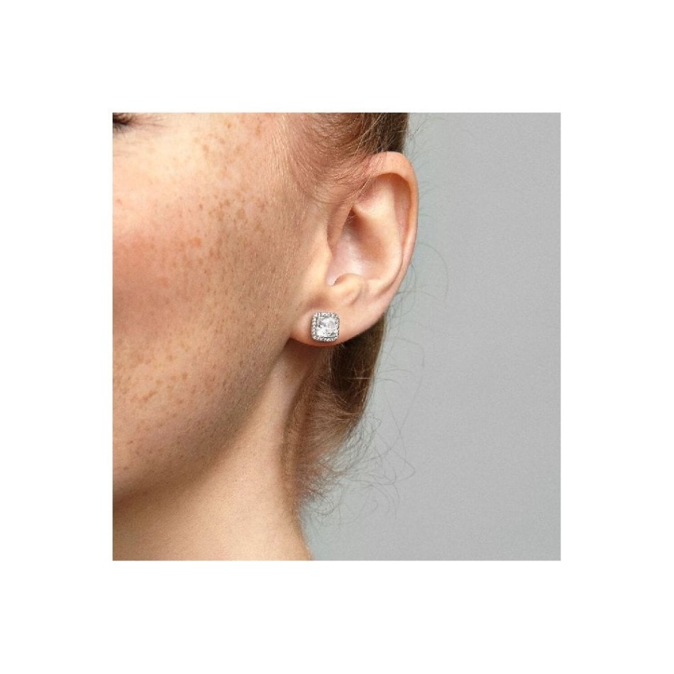 Square Sparkle Halo Stud Earrings Pandora NZ