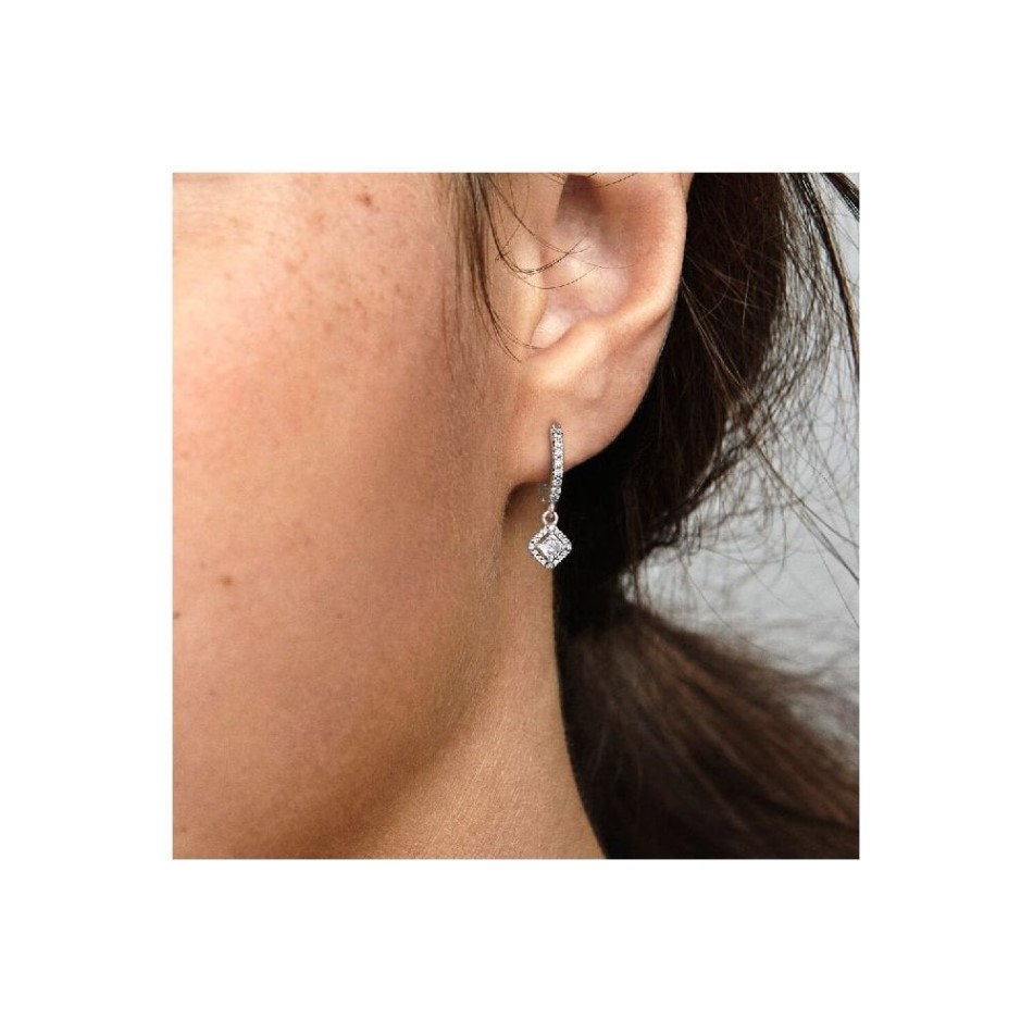 Square Sparkle Hoop Earrings Pandora NZ