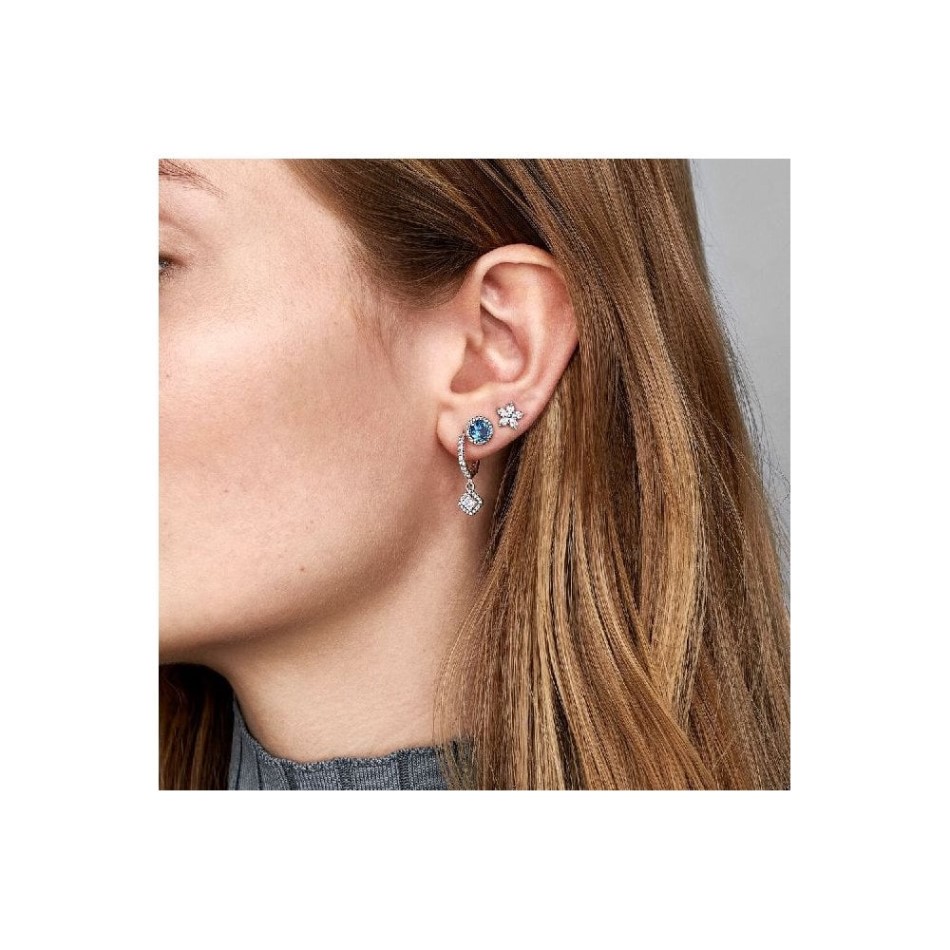 Square Sparkle Hoop Earrings Pandora NZ