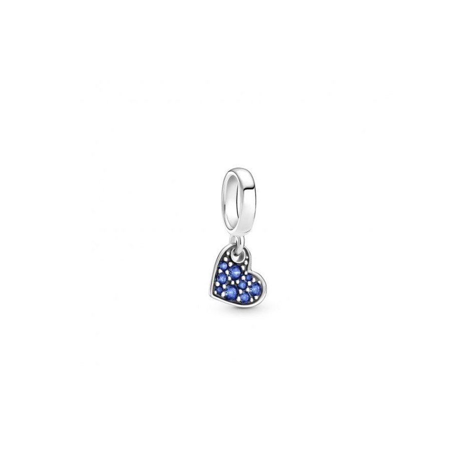 Stellar Blue Pave Tilted Heart Dangle Charms Pandora NZ