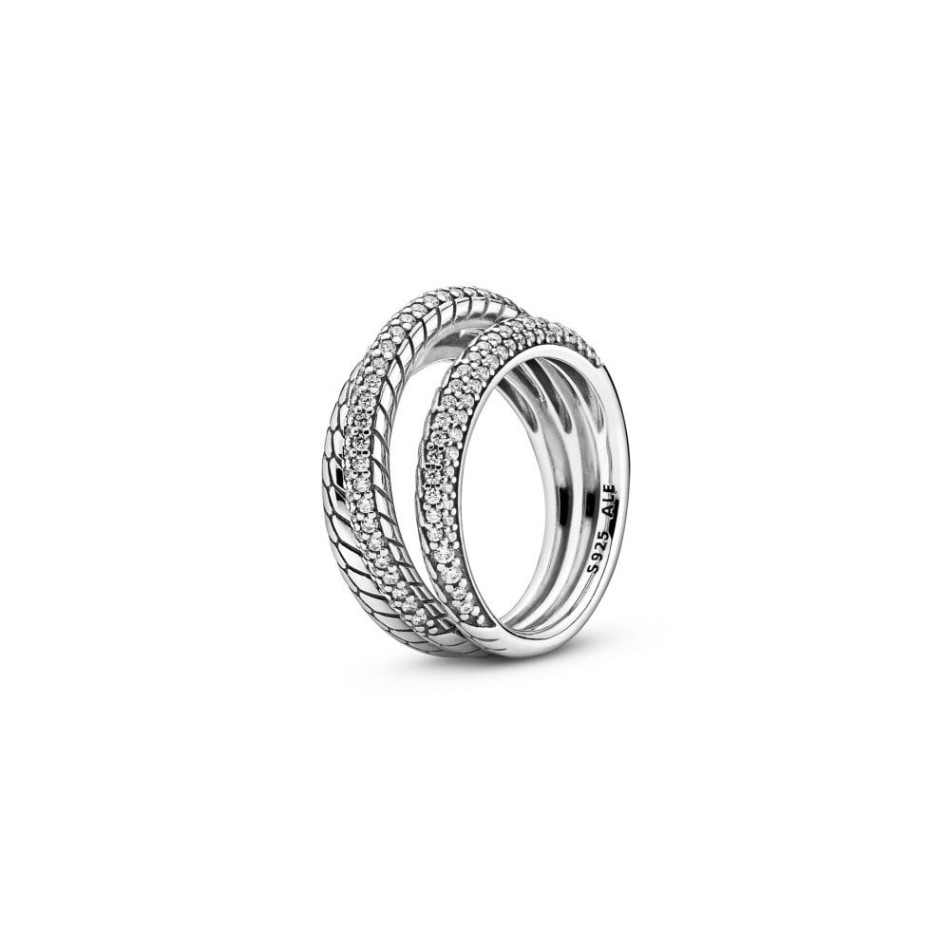 Triple Band Pave Pandora NZ Brand Snake Chain Pattern Ring