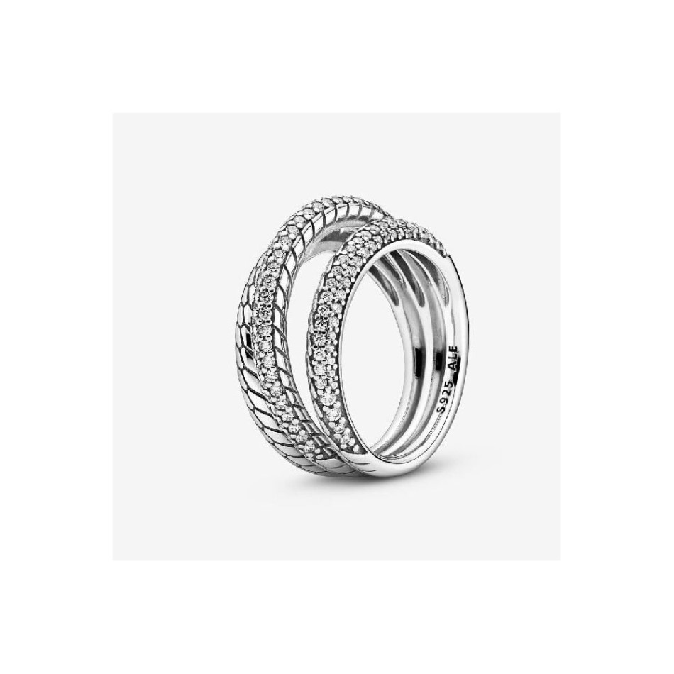 Triple Band Pave Snake Brand Pandora NZ Chain Pattern Ring