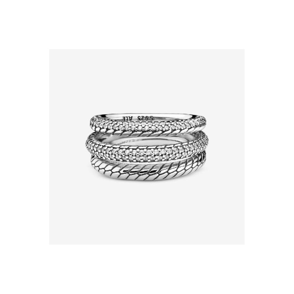Triple Band Pave Snake Brand Pandora NZ Chain Pattern Ring