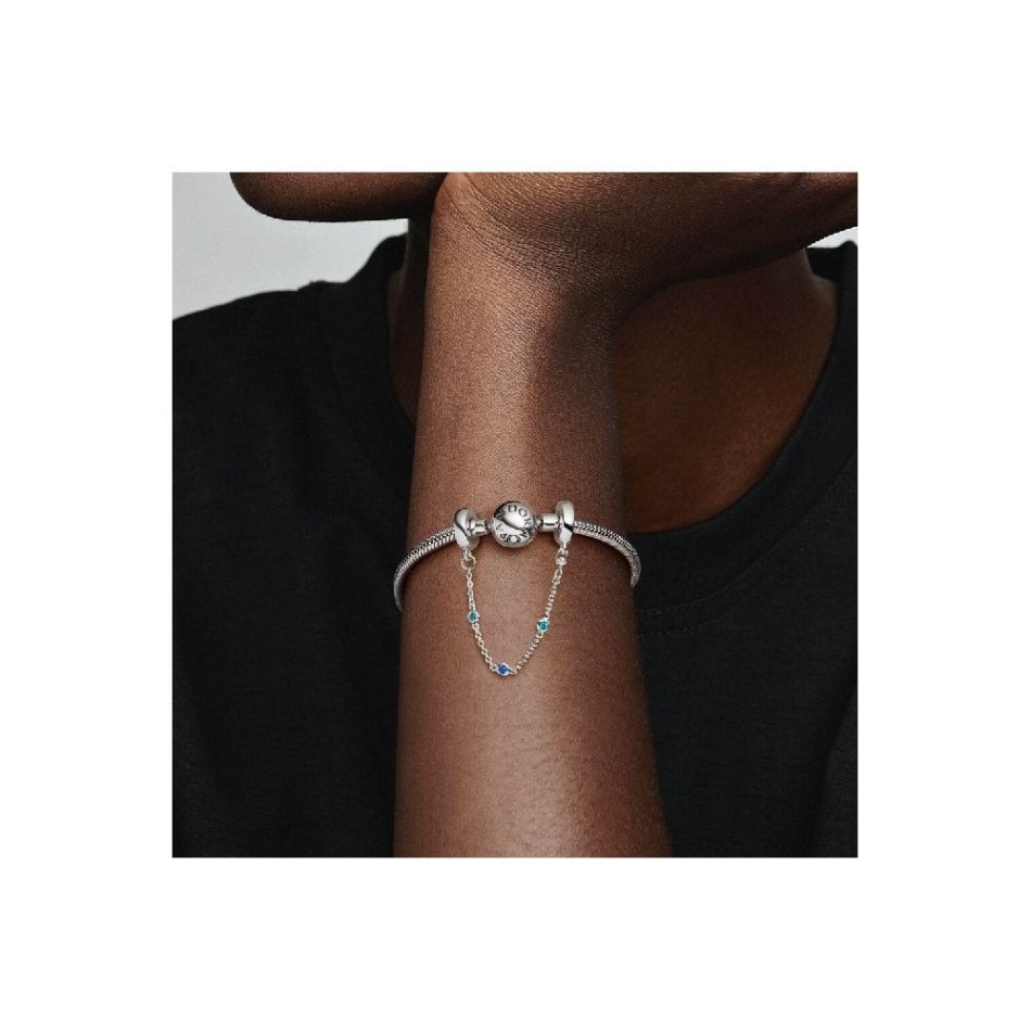 Triple Blue Stone Safety Chains Pandora NZ