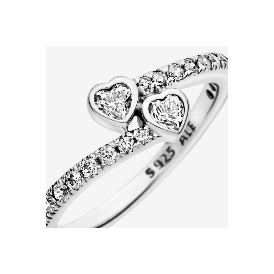 Two Pandora NZ Brand Sparkling Hearts Ring