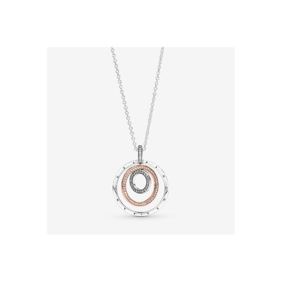 Two-Tone Circles Pendant Necklace Pandora NZ