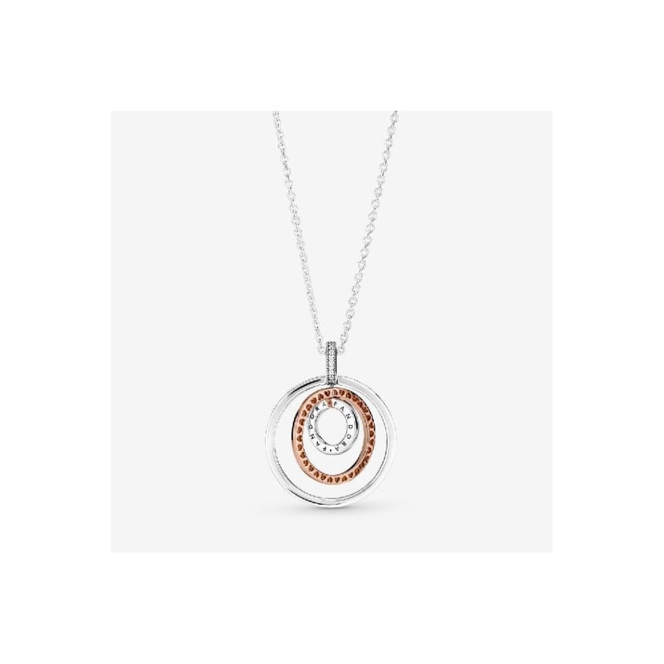 Two-Tone Circles Pendant Necklace Pandora NZ