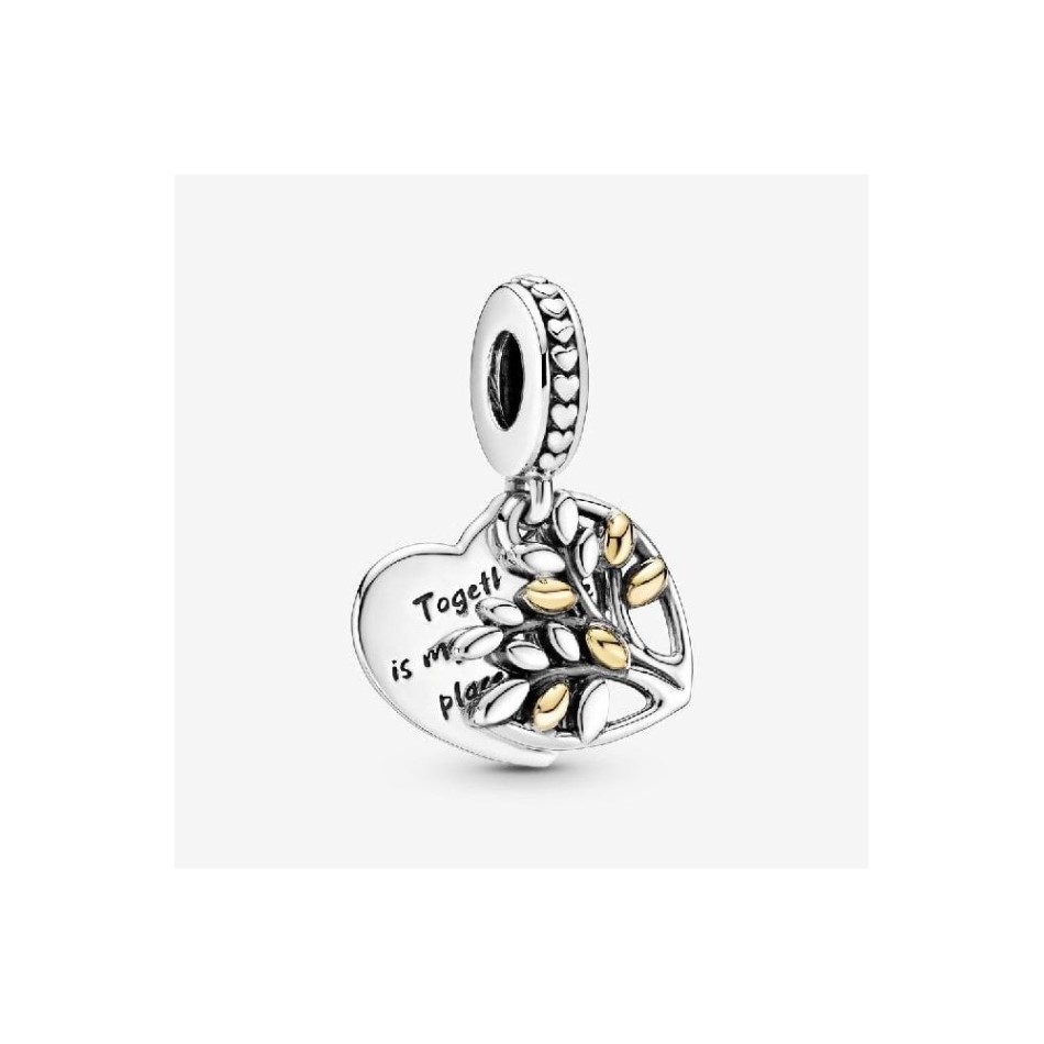 Two-Tone Family Tree Heart Dangle Charms Pandora NZ
